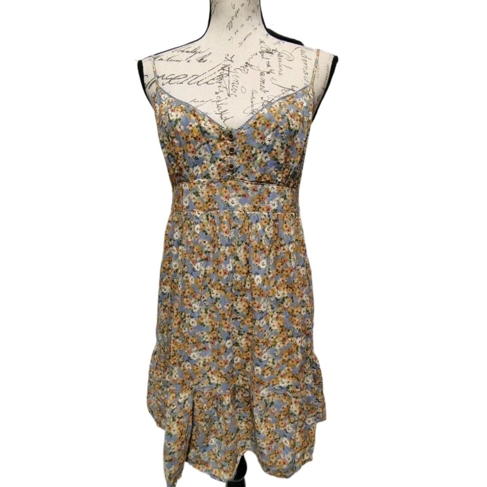 Country Cowgirl Floral Sundress L Mini Adjustable Straps Ruffle Hem Sweetheart